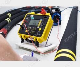 ELAFLEX Hamburg, testing electrical conductivity of hose assemblies