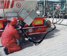 Unloading chemical road tanker