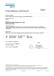 DNVType Examination Certificate
Fuelling Hoses for HD / TW